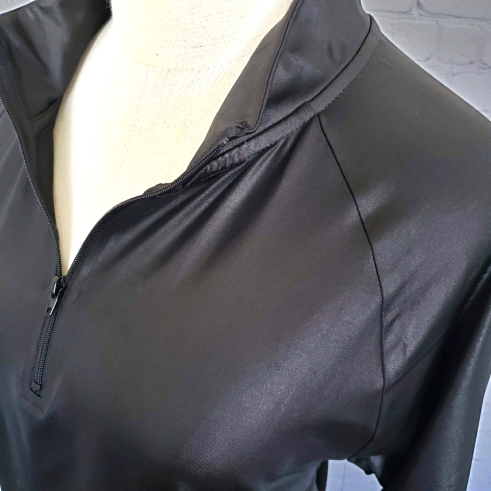 STRETCH THE RULES Long Sleeve Zipper Black Active T-Shirt--NWT--L - Picture 3 of 9